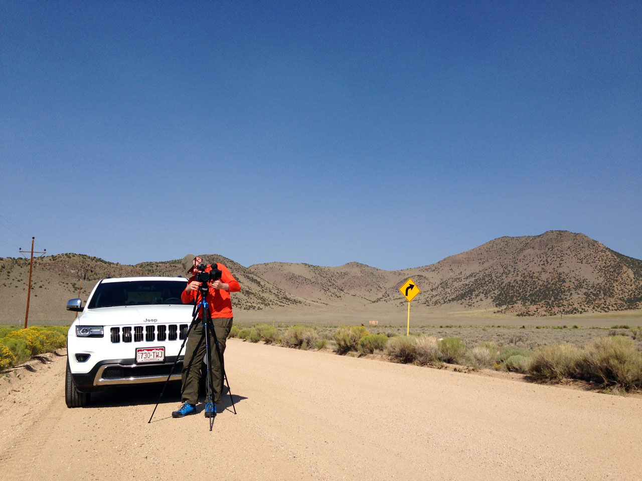 Setting up to film a road in Colorado