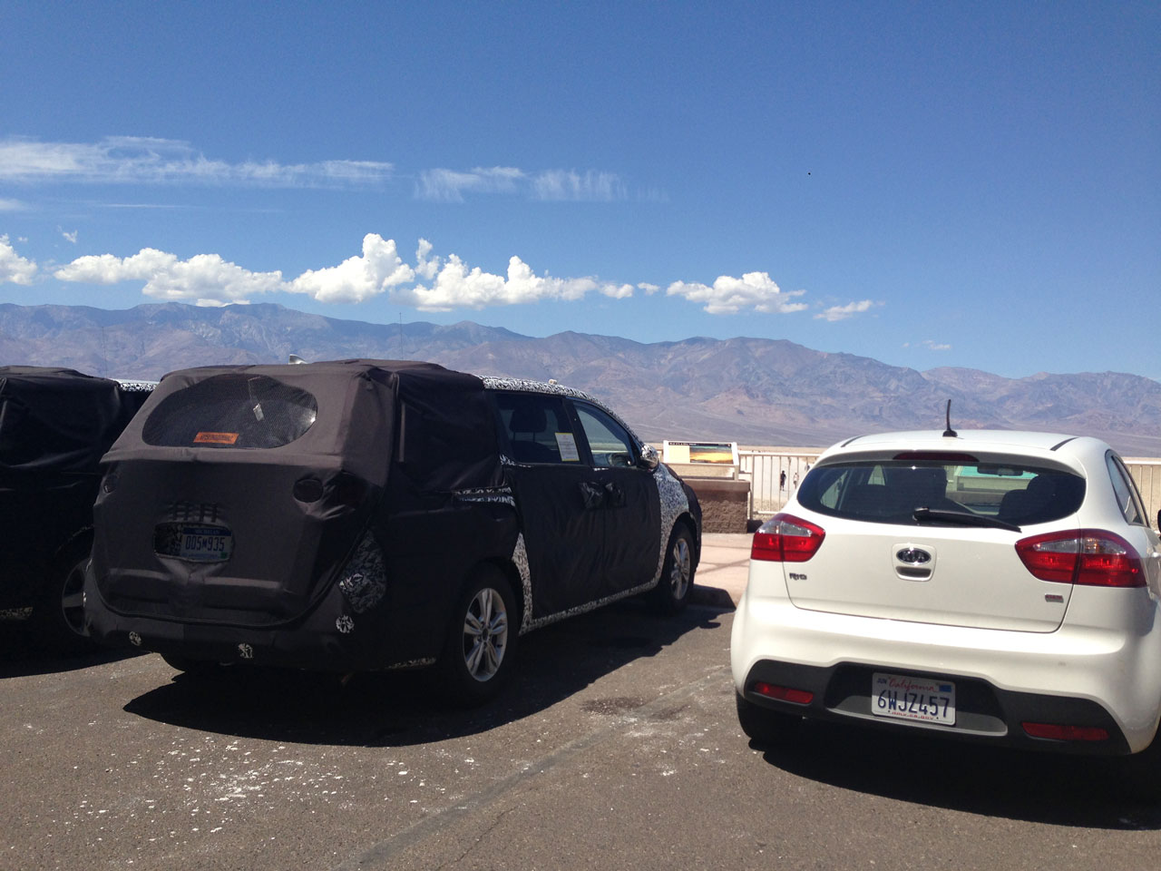 Disguised prototype car testing at Badwater Basin