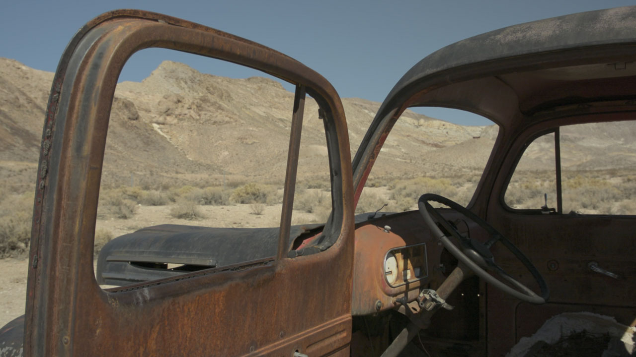 A truck, Rhyolite, just before it played host to a demo.