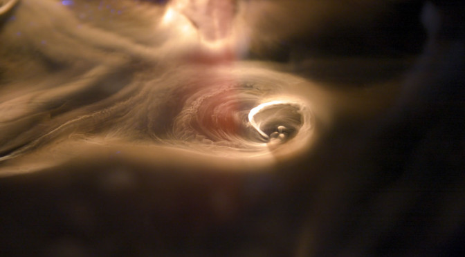 Drifting and spinning dry ice: detail of an exhibit at the Exploratorium